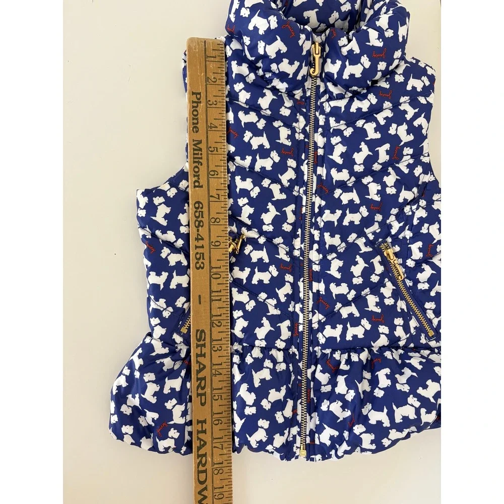 Juicy Couture Girls Puffer Vest Large Blue Scottie Dog Peplum Down Y2K Preppy